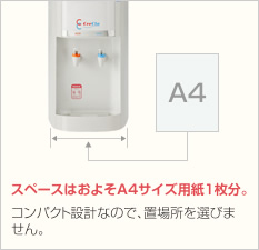 スペースはおよそA4サイズ用紙1枚分。コンパクト設計なので、置き場所を選びません。