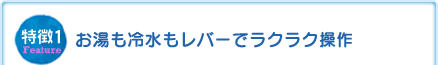 特徴1 お湯も冷水もレバーでラクラク操作 特徴1 お湯も冷水もレバーでラクラク操作